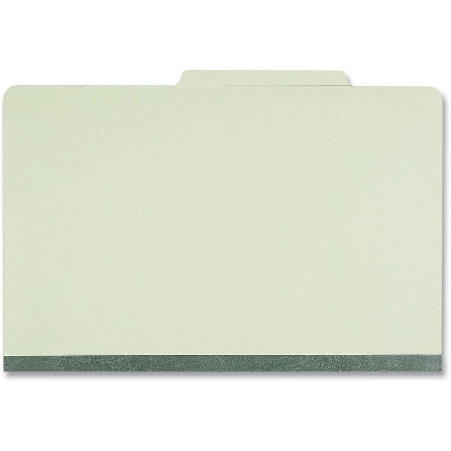 Six-Section Pressboard Classification Folders, 2" Expansion, 2 Dividers, 6 Fasteners, Legal Size, Green Exterior, 10/Box