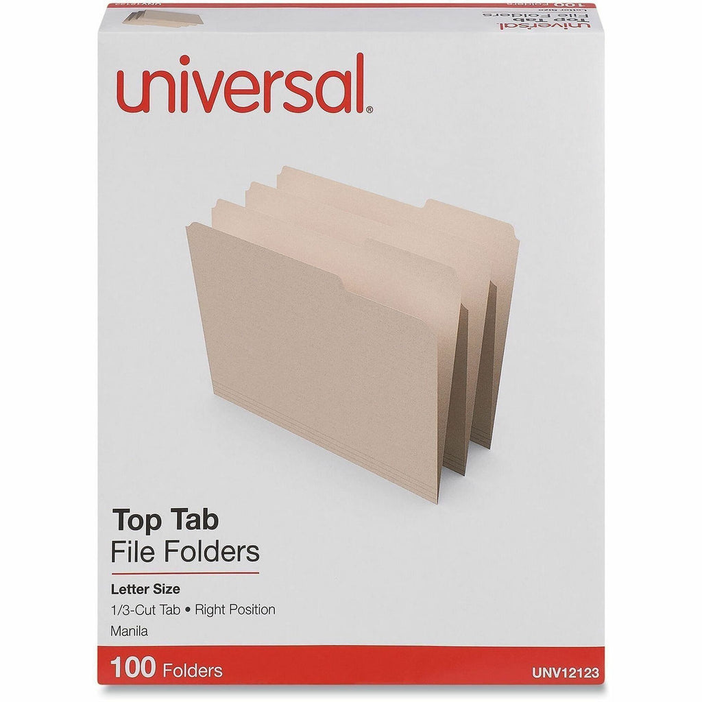 Top Tab File Folders, 1/3-Cut Tabs: Right Position, Letter Size, 0.75" Expansion, Manila, 100/Box