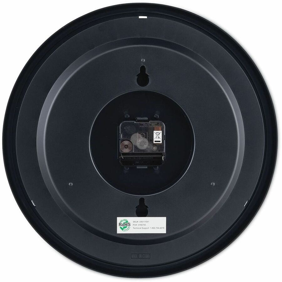 Round Wall Clock, 13.5" Overall Diameter, Black Case, 1 AA (sold separately)