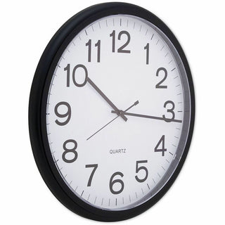 Round Wall Clock, 13.5" Overall Diameter, Black Case, 1 AA (sold separately)