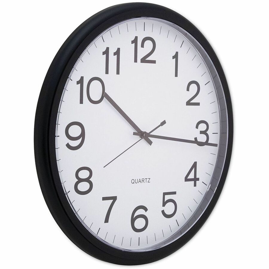 Round Wall Clock, 13.5" Overall Diameter, Black Case, 1 AA (sold separately)