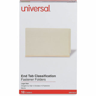 Six-Section Manila End Tab Classification Folders, 2" Expansion, 2 Dividers, 6 Fasteners, Legal Size, Manila Exterior, 10/Box