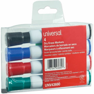 Dry Erase Marker, Medium Bullet Tip, Assorted Colors, 4/Set