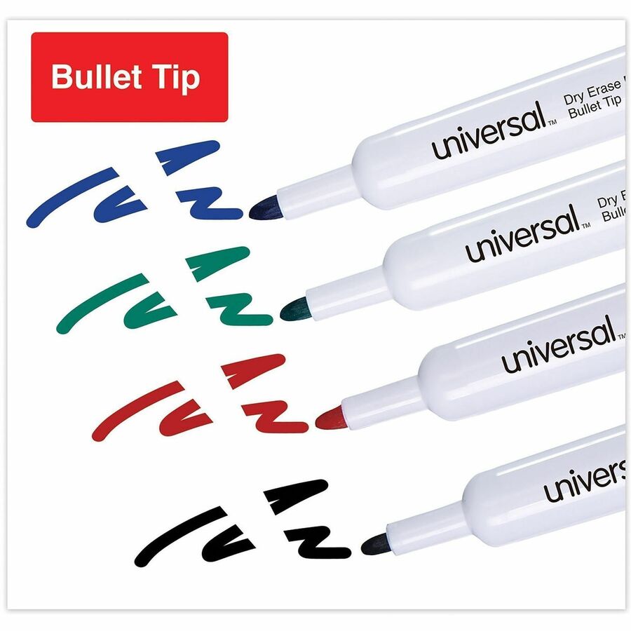 Dry Erase Marker, Medium Bullet Tip, Assorted Colors, 4/Set