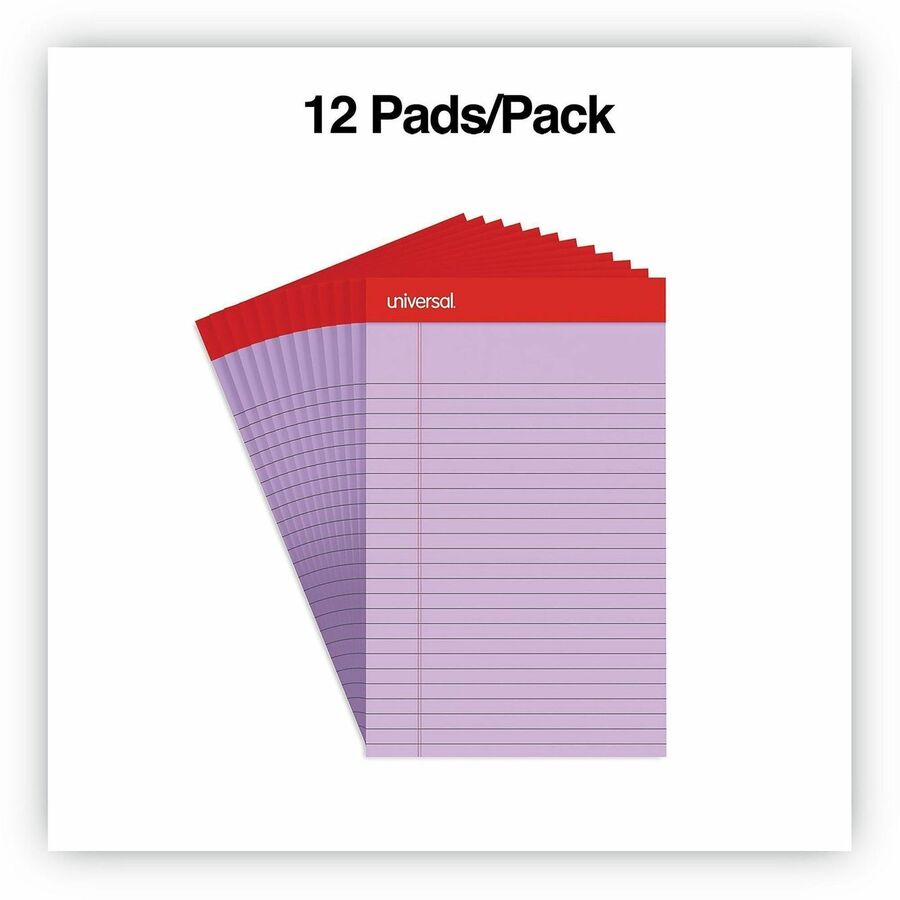 Colored Perforated Ruled Writing Pads, Narrow Rule, 50 Orchid 5 x 8 Sheets, Dozen