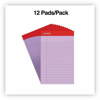 Colored Perforated Ruled Writing Pads, Narrow Rule, 50 Orchid 5 x 8 Sheets, Dozen