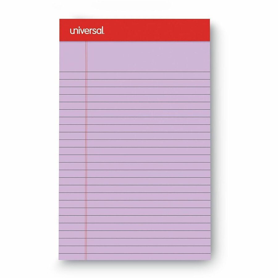 Colored Perforated Ruled Writing Pads, Narrow Rule, 50 Orchid 5 x 8 Sheets, Dozen