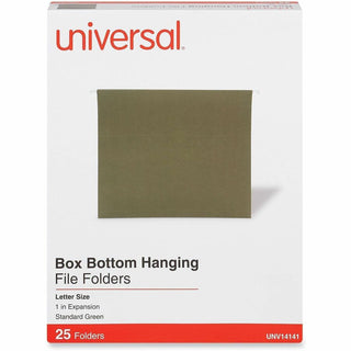 Box Bottom Hanging File Folders, 1" Capacity, Letter Size, 1/5-Cut Tabs, Standard Green, 25/Box