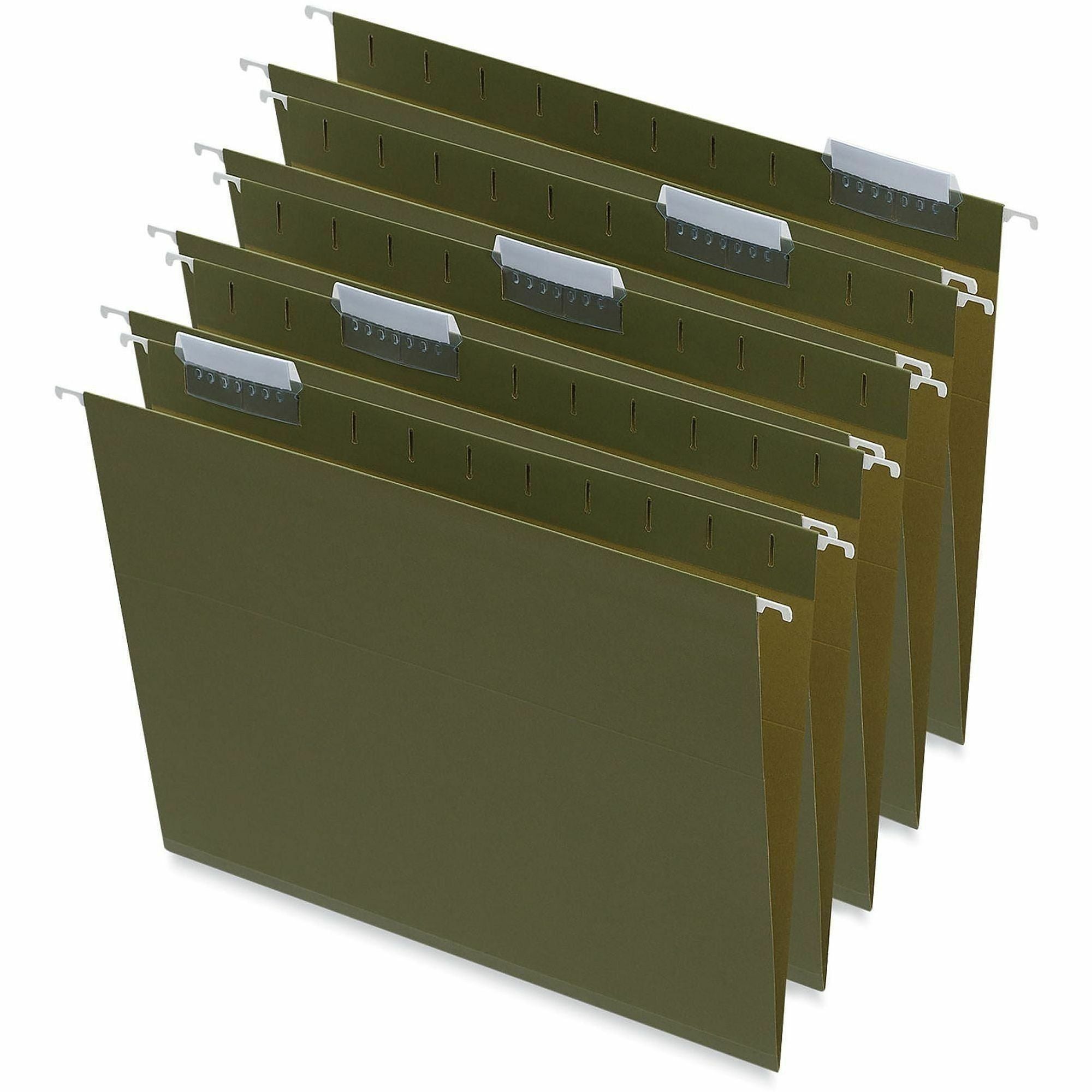 Box Bottom Hanging File Folders, 1" Capacity, Letter Size, 1/5-Cut Tabs, Standard Green, 25/Box