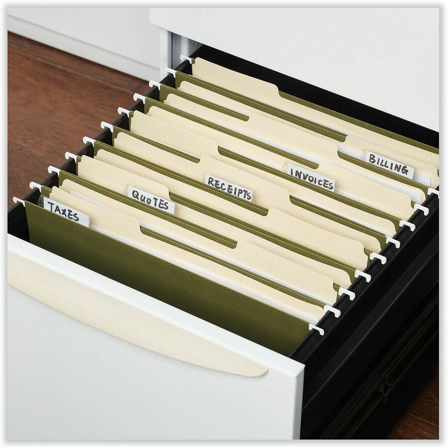 Box Bottom Hanging File Folders, 1" Capacity, Letter Size, 1/5-Cut Tabs, Standard Green, 25/Box