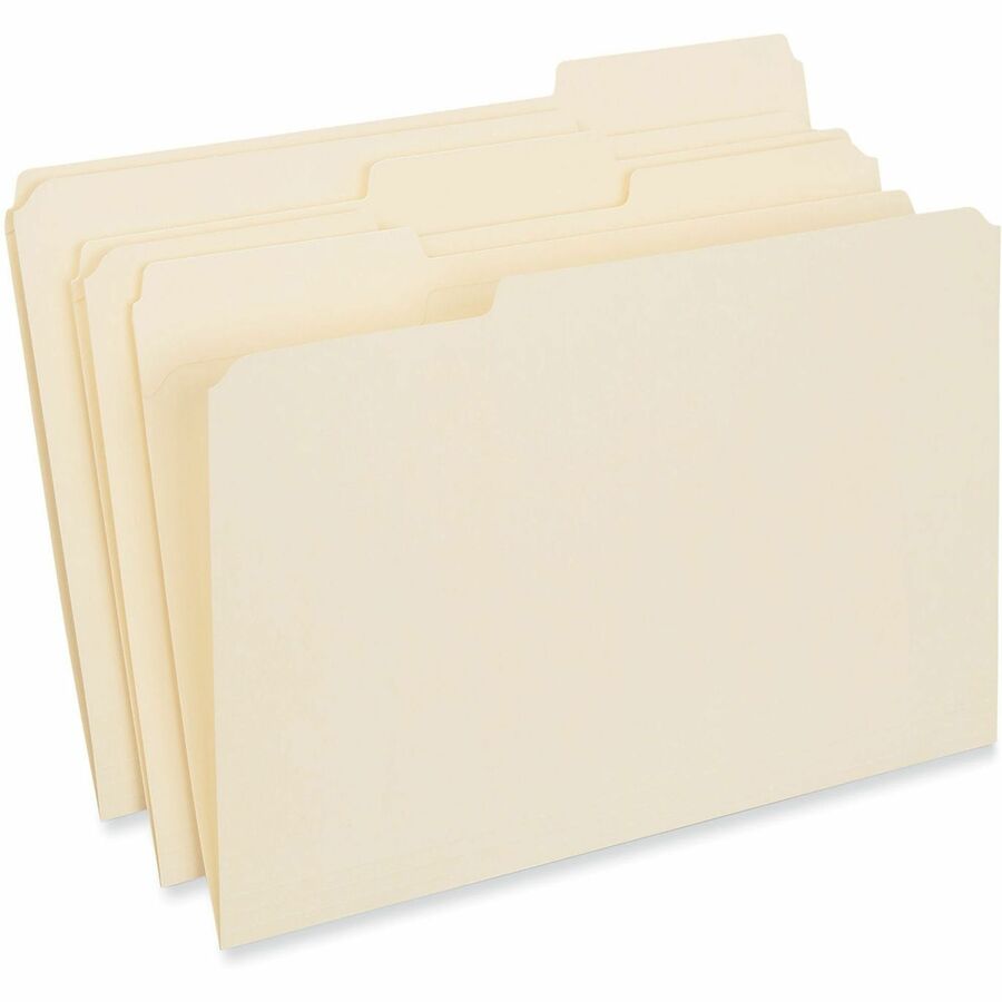 Double-Ply Top Tab Manila File Folders, 1/3-Cut Tabs: Assorted, Legal Size, 0.75" Expansion, Manila, 100/Box