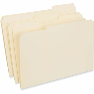Double-Ply Top Tab Manila File Folders, 1/3-Cut Tabs: Assorted, Legal Size, 0.75" Expansion, Manila, 100/Box