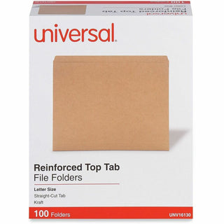 Reinforced Kraft Top Tab File Folders, Straight Tabs, Letter Size, 0.75" Expansion, Brown, 100/Box