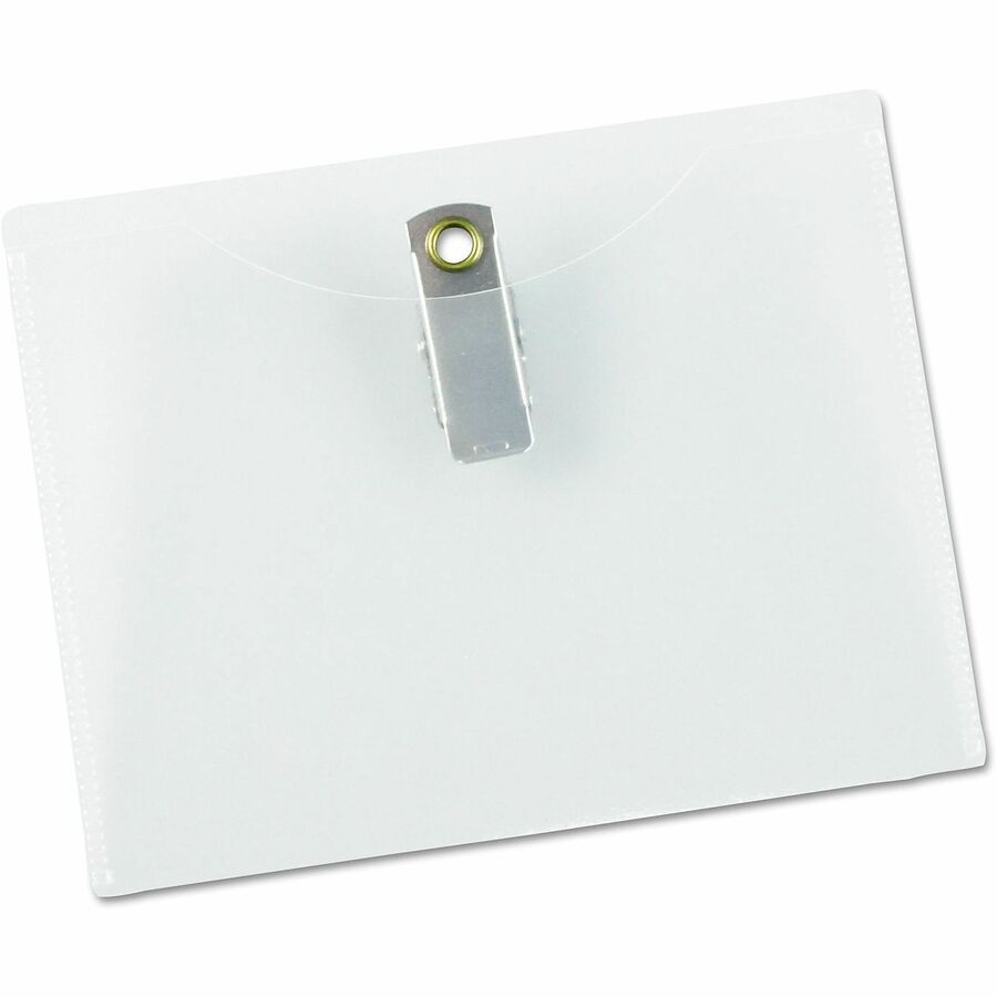Clear Badge Holders w/Garment-Safe Clips, 3 x 4, White Inserts, 50/Box