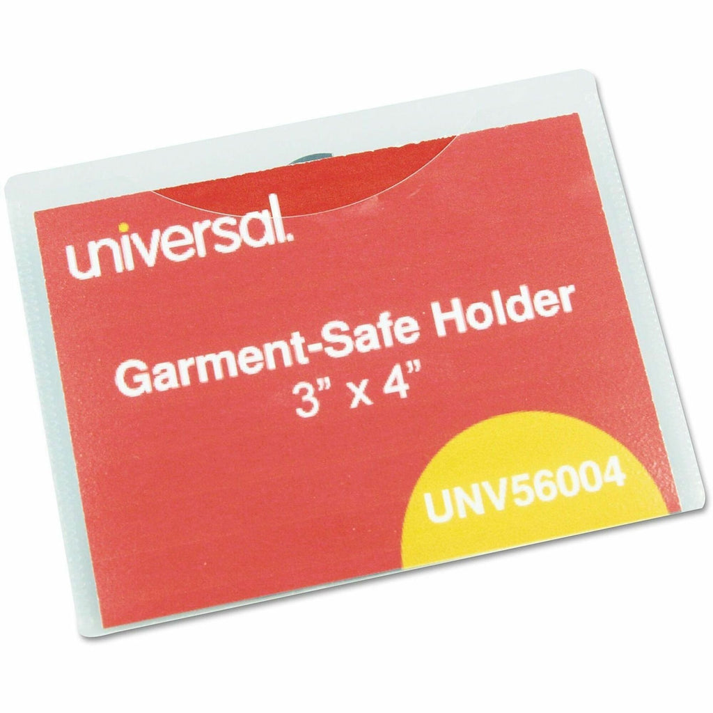 Clear Badge Holders w/Garment-Safe Clips, 3 x 4, White Inserts, 50/Box