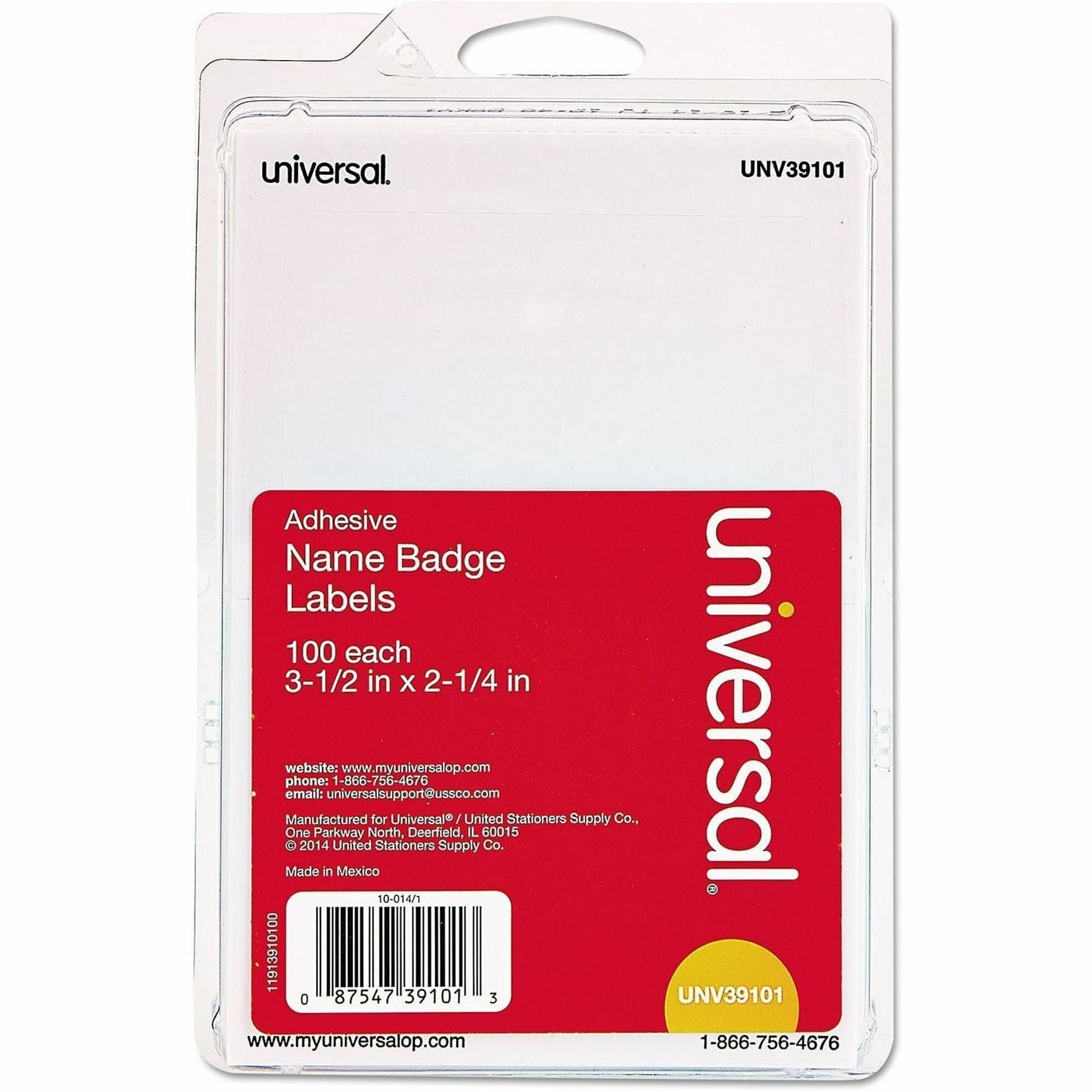 Plain Self-Adhesive Name Badges, 3 1/2 x 2 1/4, White, 100/Pack