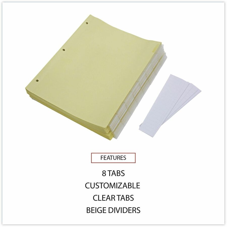 Insertable Tab Index, 8-Tab, 11 x 8.5, Buff, Clear Tabs, 24 Sets