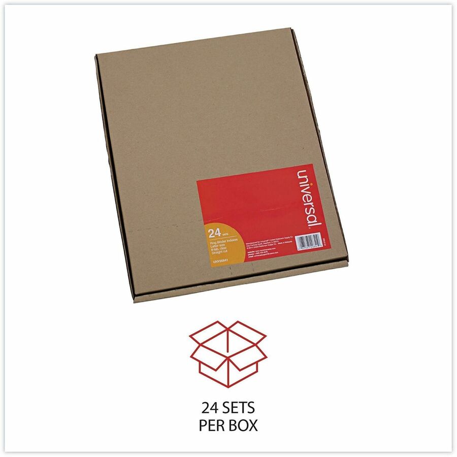 Insertable Tab Index, 8-Tab, 11 x 8.5, Buff, Clear Tabs, 24 Sets