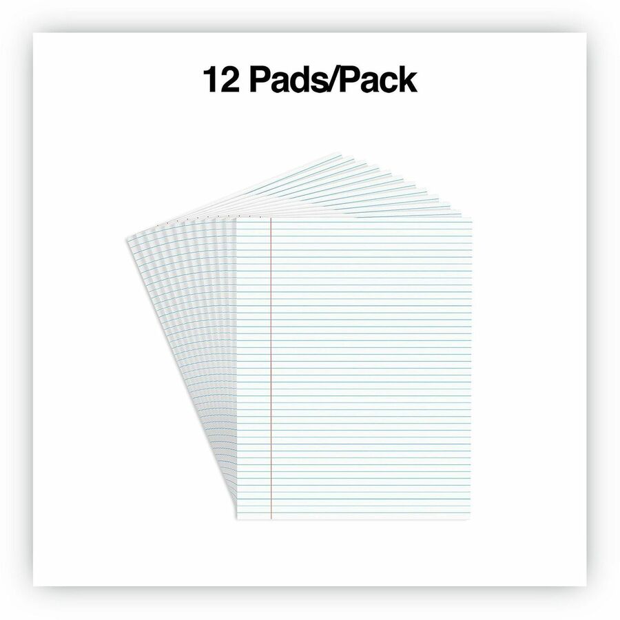 Glue Top Pads, Narrow Rule, 50 White 8.5 x 11 Sheets, Dozen