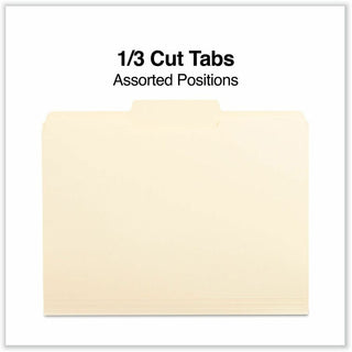 Top Tab File Folders, 1/3-Cut Tabs: Center Position, Letter Size, 0.75" Expansion, Manila, 100/Box
