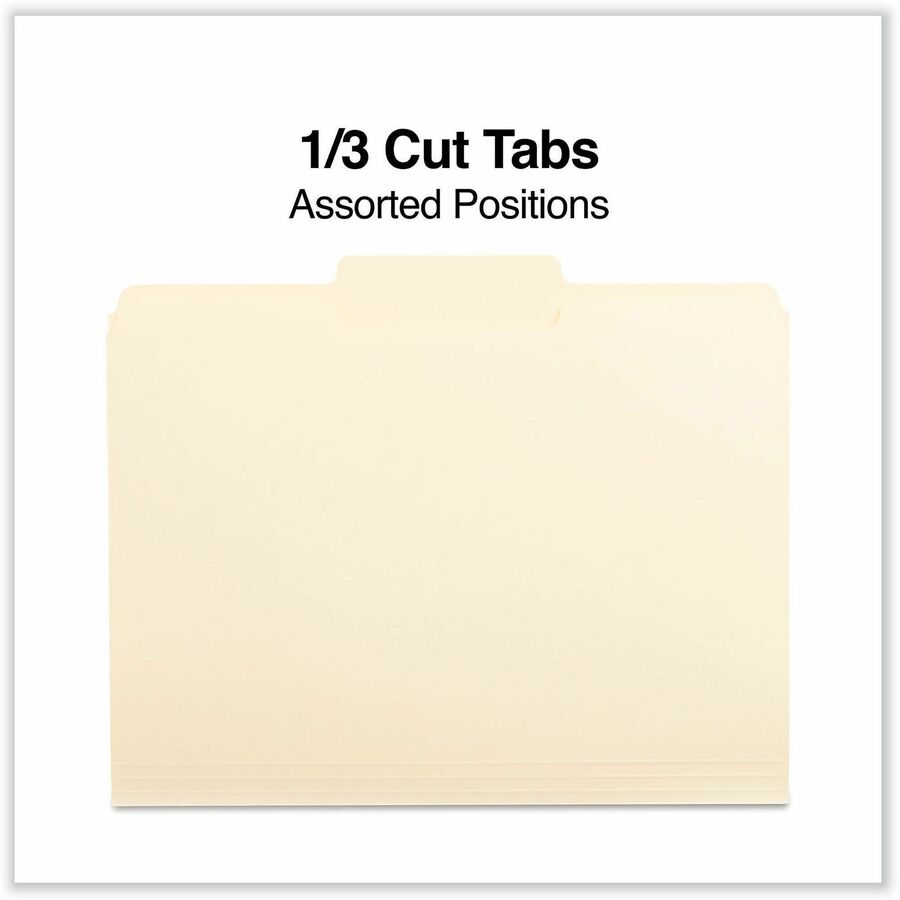 Top Tab File Folders, 1/3-Cut Tabs: Center Position, Letter Size, 0.75" Expansion, Manila, 100/Box