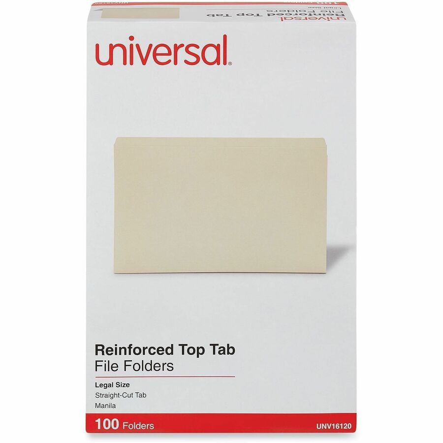 Double-Ply Top Tab Manila File Folders, Straight Tabs, Legal Size, 0.75" Expansion, Manila, 100/Box