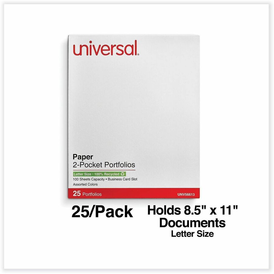 Two-Pocket Portfolio, Embossed Leather Grain Paper, 11 x 8.5, Assorted Colors, 25/Box