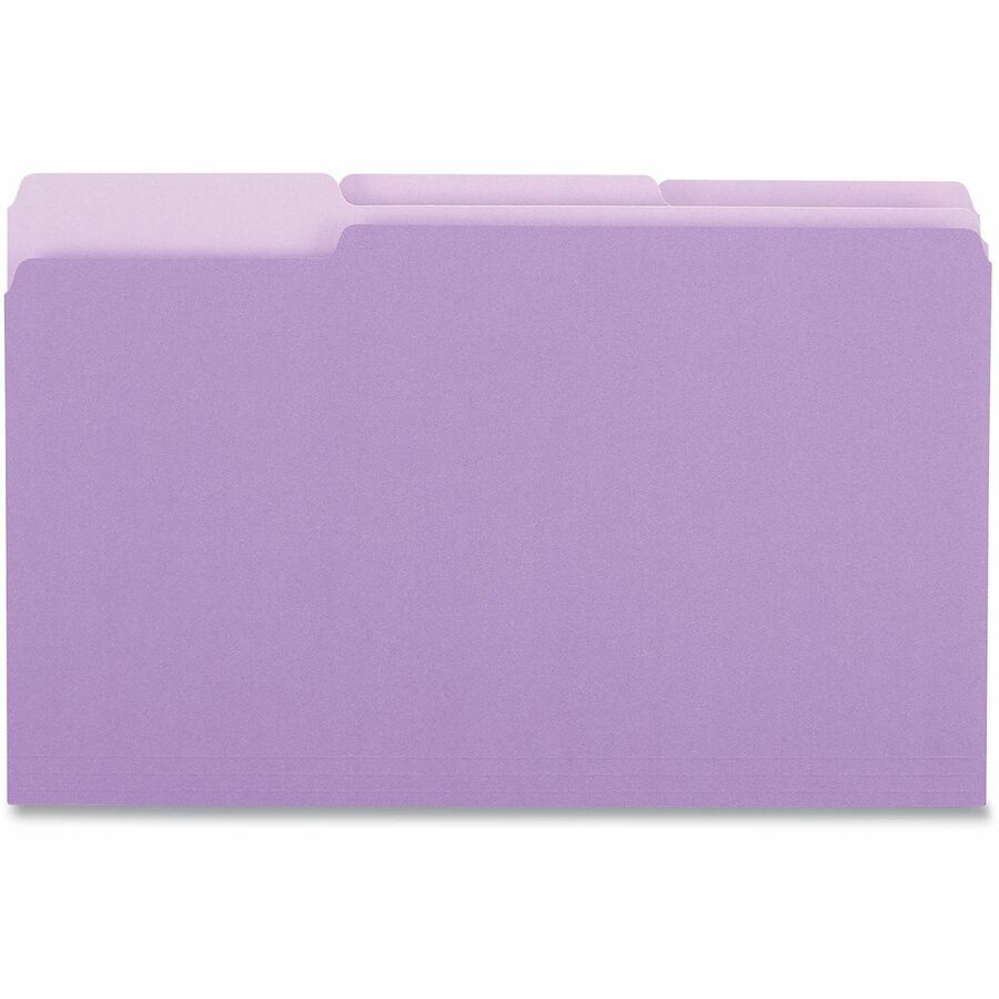Deluxe Colored Top Tab File Folders, 1/3-Cut Tabs: Assorted, Legal Size, Violet/Light Violet, 100/Box