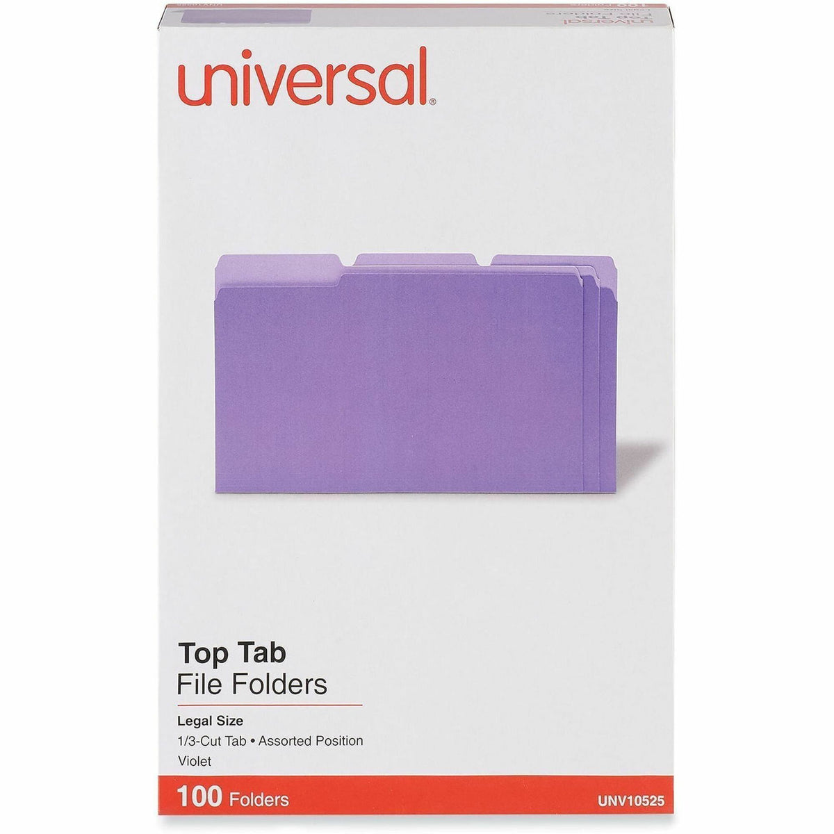 Deluxe Colored Top Tab File Folders, 1/3-Cut Tabs: Assorted, Legal Size, Violet/Light Violet, 100/Box