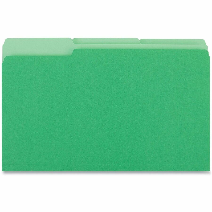 Deluxe Colored Top Tab File Folders, 1/3-Cut Tabs: Assorted, Legal Size, Bright Green/Light Green, 100/Box