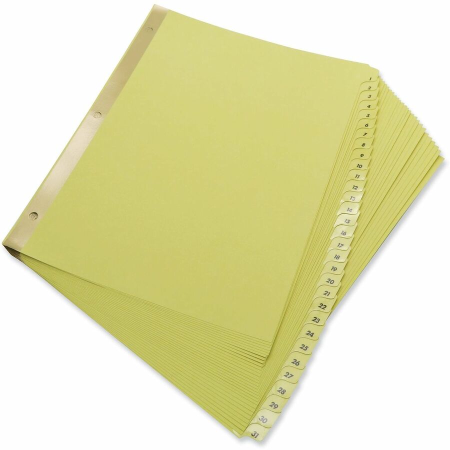 Deluxe Preprinted Plastic Coated Tab Dividers with Black Printing, 31-Tab, 1 to 31, 11 x 8.5, Buff, 1 Set