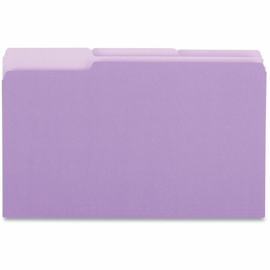 Interior File Folders, 1/3-Cut Tabs: Assorted, Legal Size, 11-pt Stock, Violet, 100/Box