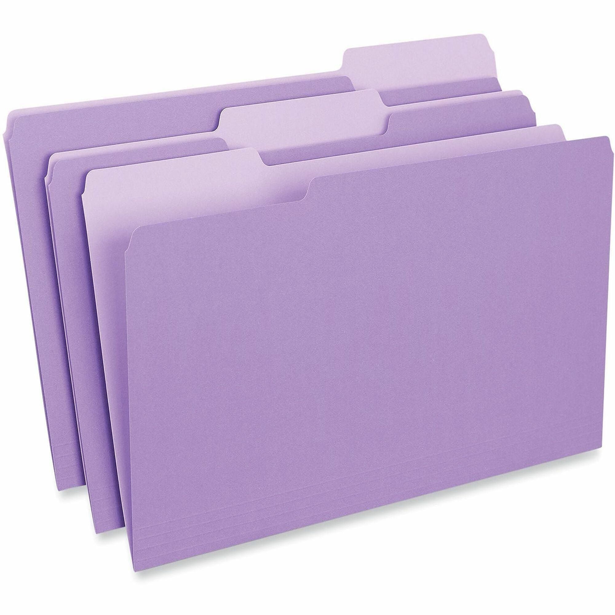 Interior File Folders, 1/3-Cut Tabs: Assorted, Legal Size, 11-pt Stock, Violet, 100/Box