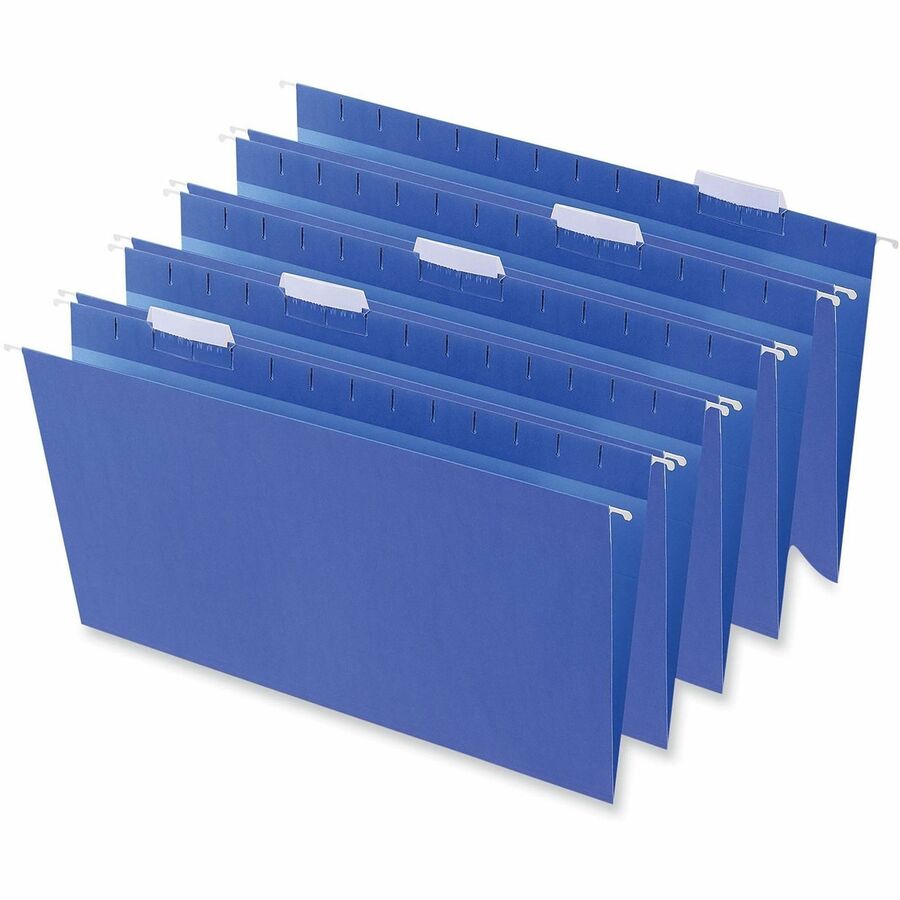 Deluxe Bright Color Hanging File Folders, Legal Size, 1/5-Cut Tabs, Blue, 25/Box
