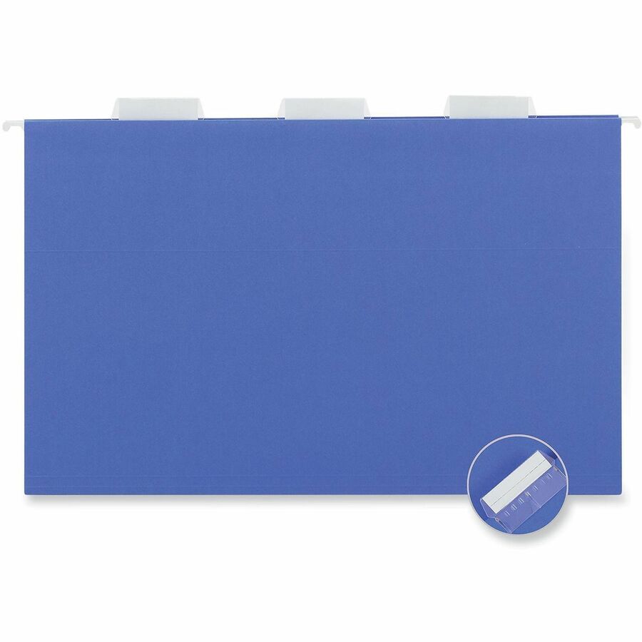 Deluxe Bright Color Hanging File Folders, Legal Size, 1/5-Cut Tabs, Blue, 25/Box