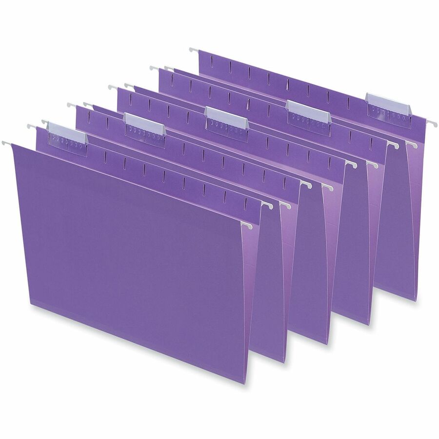 Deluxe Bright Color Hanging File Folders, Letter Size, 1/5-Cut Tabs, Violet, 25/Box