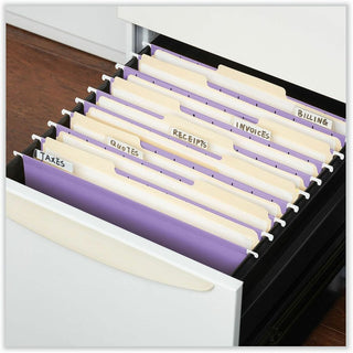 Deluxe Bright Color Hanging File Folders, Letter Size, 1/5-Cut Tabs, Violet, 25/Box