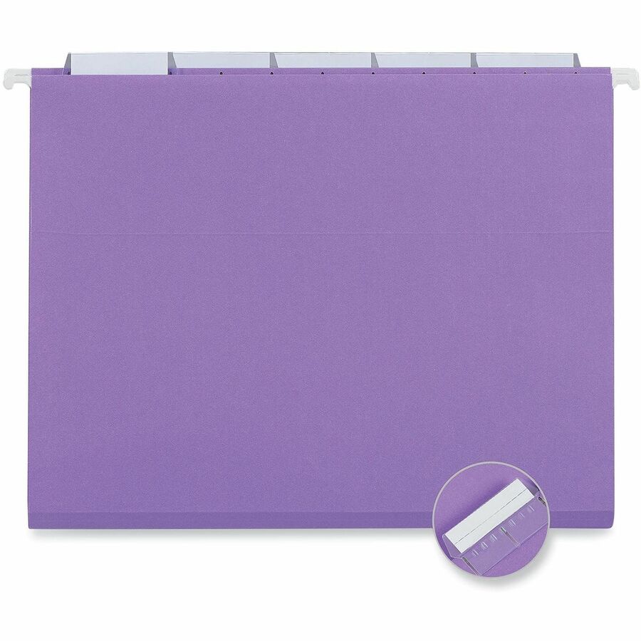 Deluxe Bright Color Hanging File Folders, Letter Size, 1/5-Cut Tabs, Violet, 25/Box