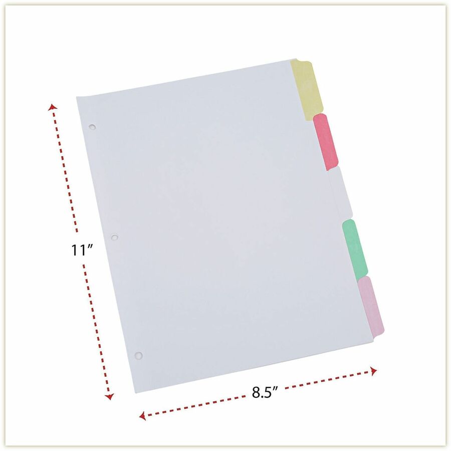 Deluxe Write-On/Erasable Tab Index, 5-Tab, 11 x 8.5, White, Assorted Tabs, 1 Set