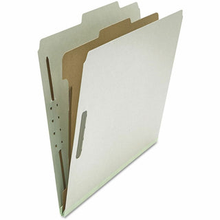 Four-Section Pressboard Classification Folders, 2" Expansion, 1 Divider, 4 Fasteners, Letter Size, Gray Exterior, 10/Box