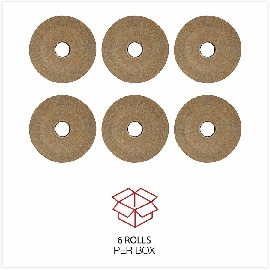 Glass-Fiber Reinforced Gummed Kraft Sealing Tape, 3" Core, 3" x 375 ft, Brown, 8/Carton