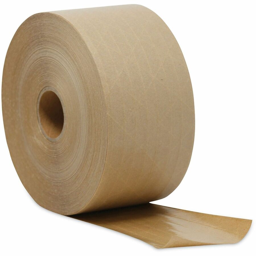 Glass-Fiber Reinforced Gummed Kraft Sealing Tape, 3" Core, 3" x 375 ft, Brown, 8/Carton
