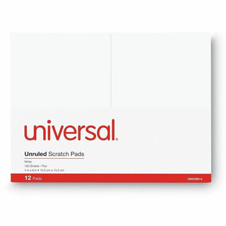 Scratch Pads, Unruled, 4 x 6, White, 100 Sheets, 12/Pack