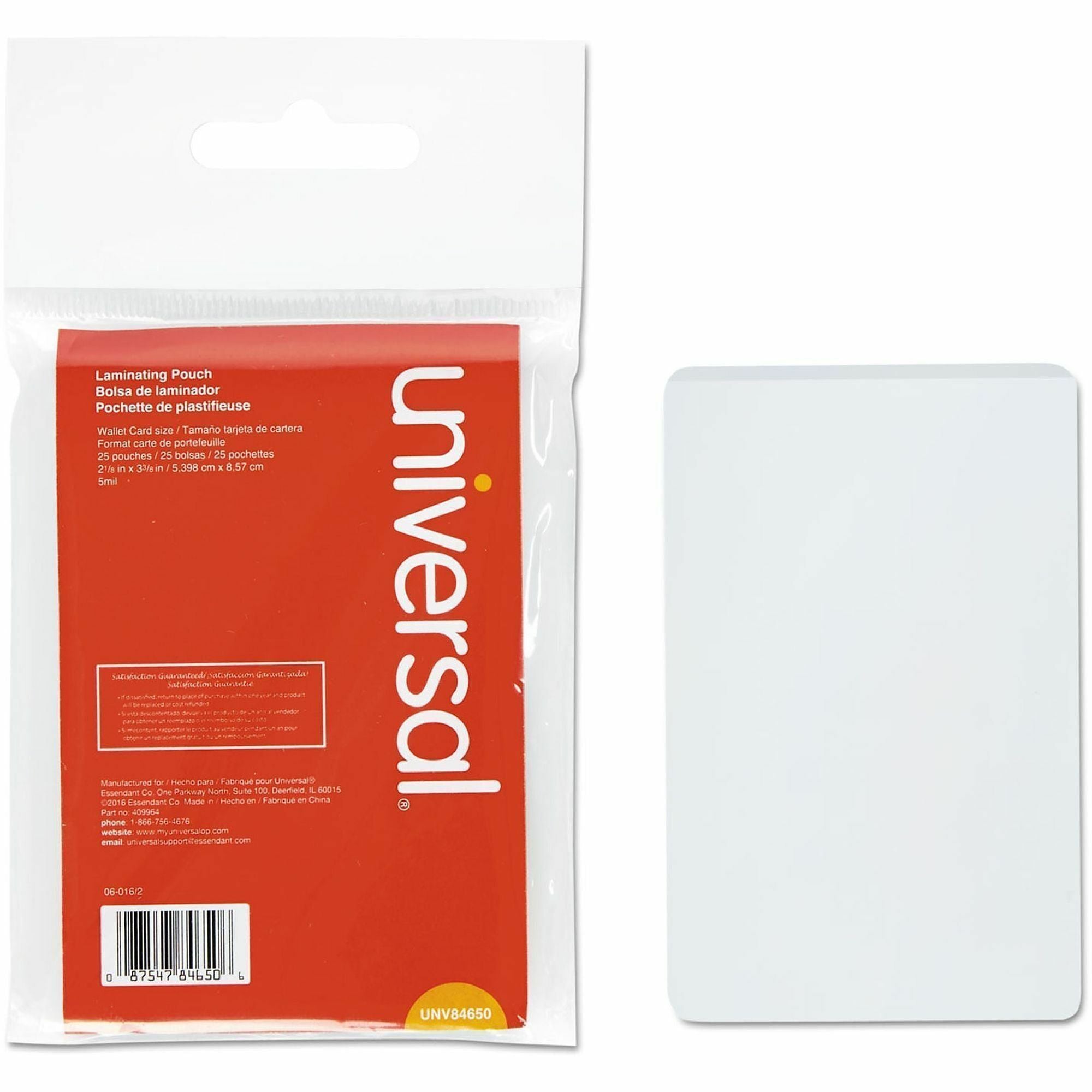 Laminating Pouches, 5 mil, 2.13" x 3.38", Gloss Clear, 25/Pack