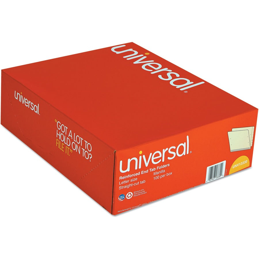 Deluxe Reinforced End Tab Folders, Straight Tabs, Letter Size, 0.75" Expansion, Manila, 100/Box