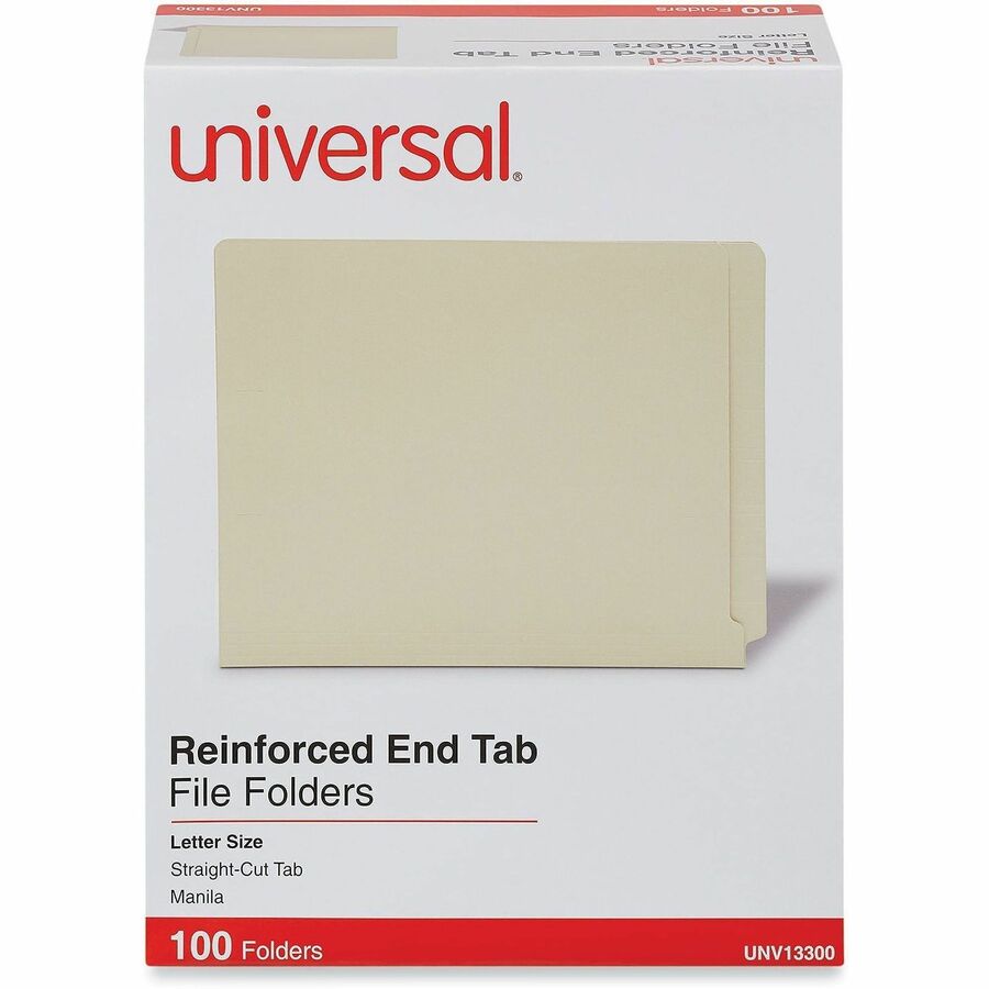 Deluxe Reinforced End Tab Folders, 9" High Front, Straight Tabs, Letter Size, 0.75" Expansion, Manila, 100/Box