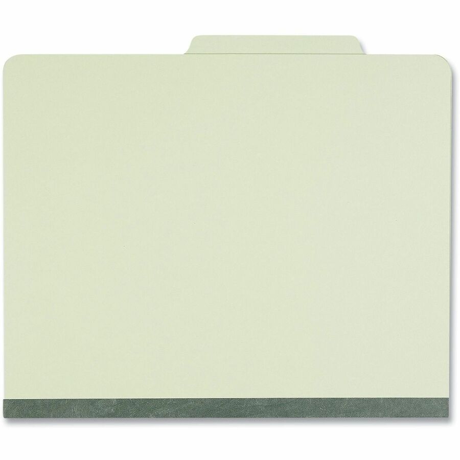 Four-Section Pressboard Classification Folders, 2" Expansion, 1 Divider, 4 Fasteners, Letter Size, Green Exterior, 10/Box