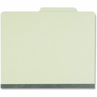 Four-Section Pressboard Classification Folders, 2" Expansion, 1 Divider, 4 Fasteners, Letter Size, Green Exterior, 10/Box