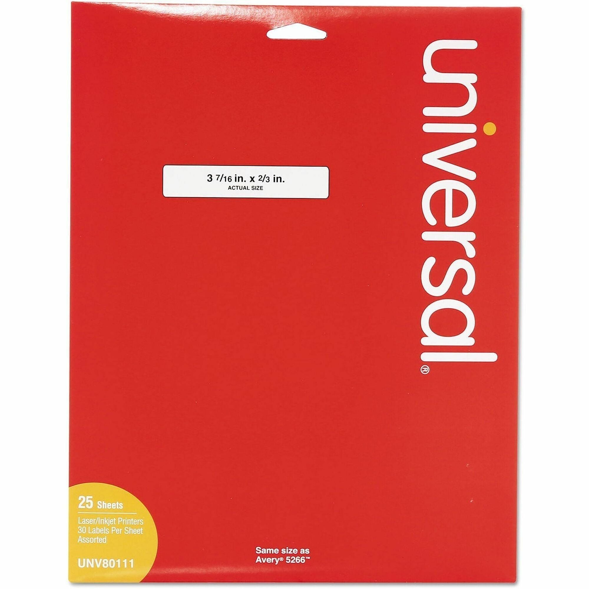 Self-Adhesive Permanent File Folder Labels, 0.66 x 3.44, White with Assorted Color Borders, 30/Sheet, 25 Sheets/Pack