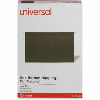 Box Bottom Hanging File Folders, 3" Capacity, Legal Size, 1/5-Cut Tabs, Standard Green, 25/Box